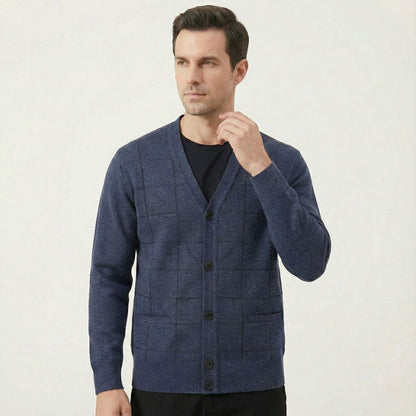 Men's V Neck Knit Cardigan With Pockets