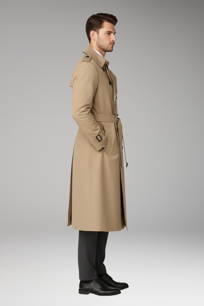 Men's Trench Coat Wide Lapels Belted