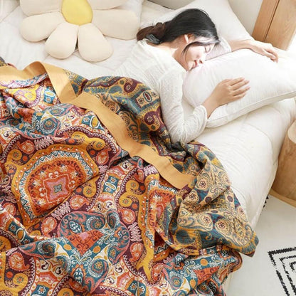 Reversible Boho Blanket Dual Sided Design