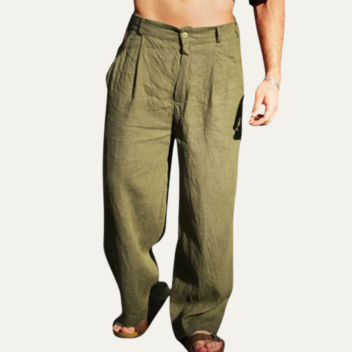 Men's Linen Relaxed Fit Casual Pants