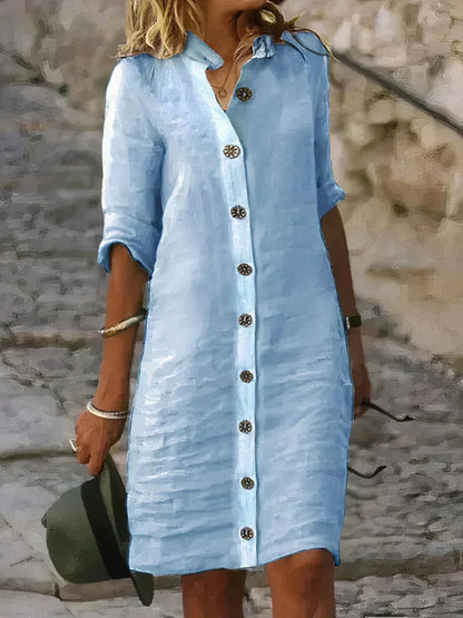 Women's Linen Midi Dress Natural