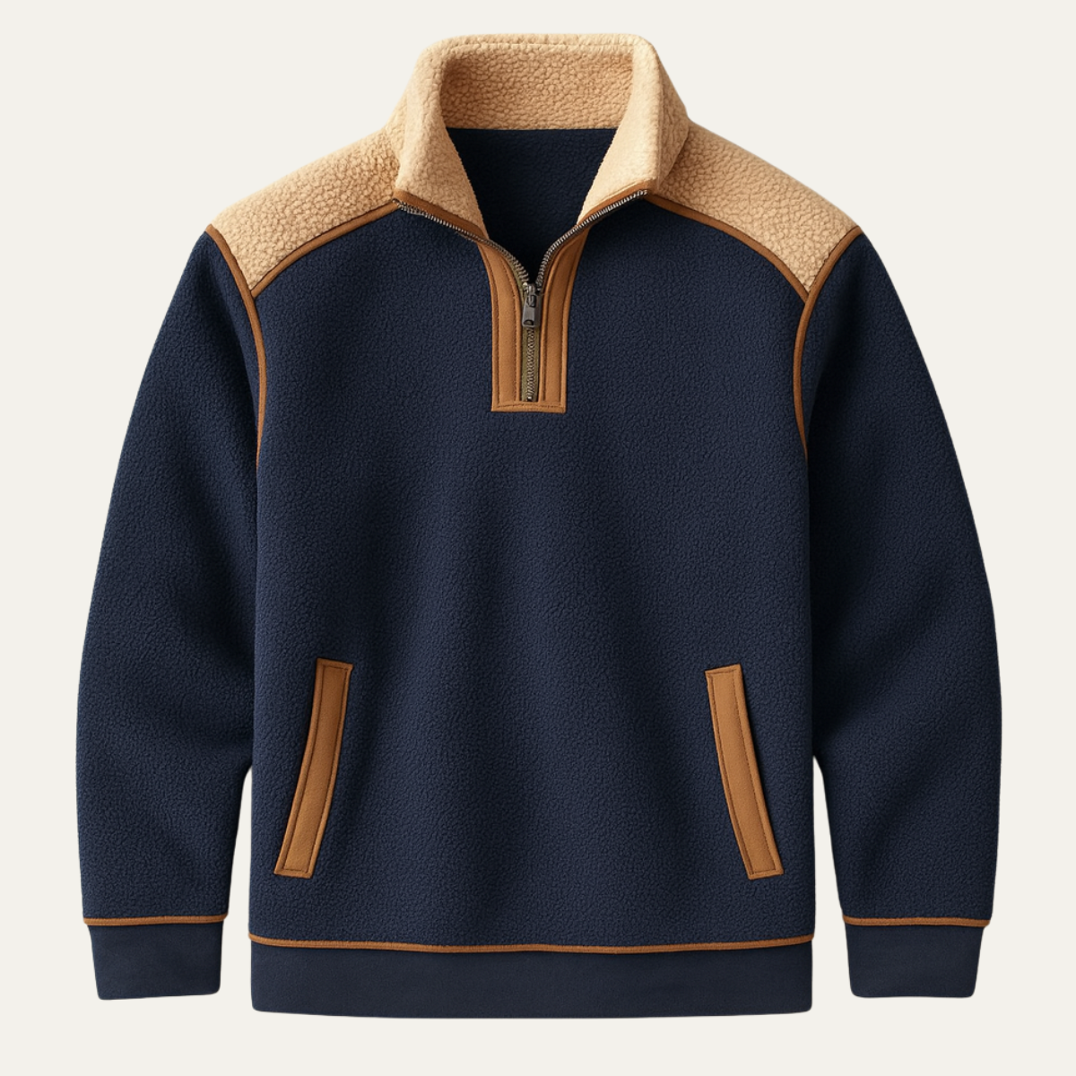Mens Color Block Quarter Zip Fleece Sweater - Vonnera
