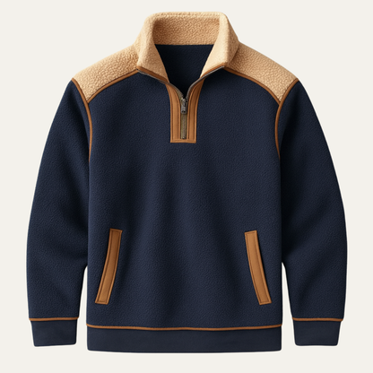Mens Color Block Quarter Zip Fleece Sweater - Vonnera