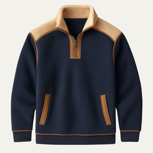 Mens Color Block Quarter Zip Fleece Sweater - Vonnera