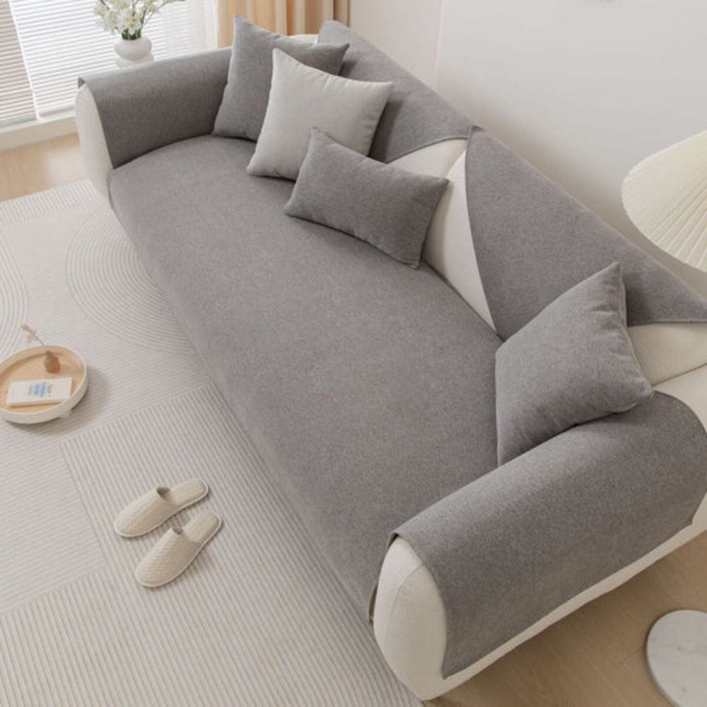 Linen Sectional Sofa Slipcover Beige