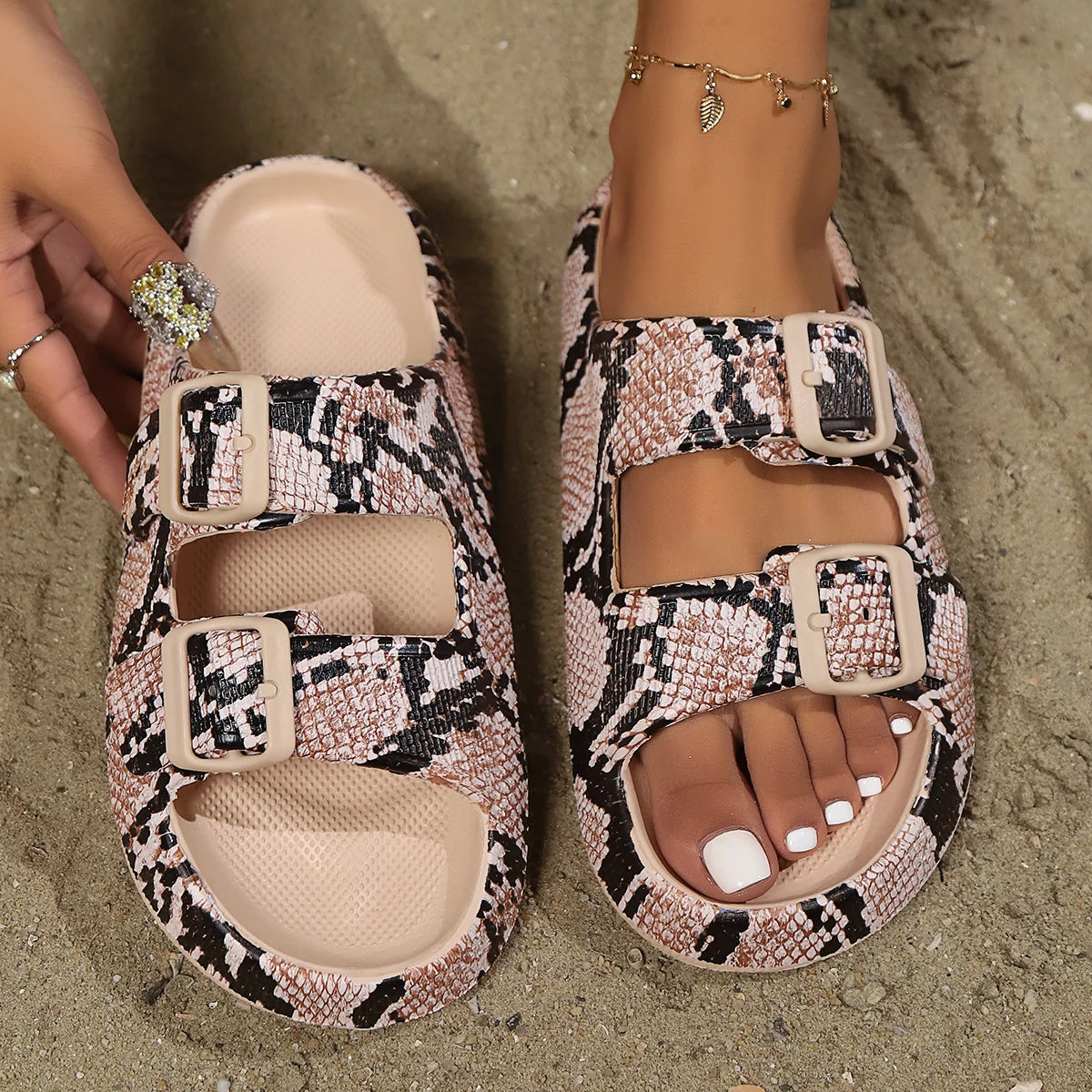 Estelle | Women's Flat Adjustable Buckle Sandals