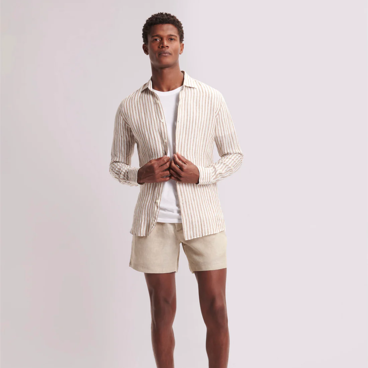 Linton Men's Linen Shorts Tailored Beige