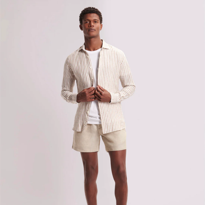 Linton Men's Linen Shorts Tailored Beige
