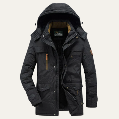 Men's Fleece Lined Hooded Parka Coat - Vonnera