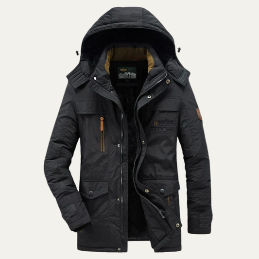 Men's Fleece Lined Hooded Parka Coat - Vonnera