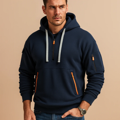 Men's Casual Half Zip Sweater Fleece Zip Pockets