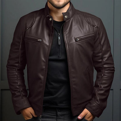 Men's Retro Motorcycle Jacket Vintage Leather Comfortable