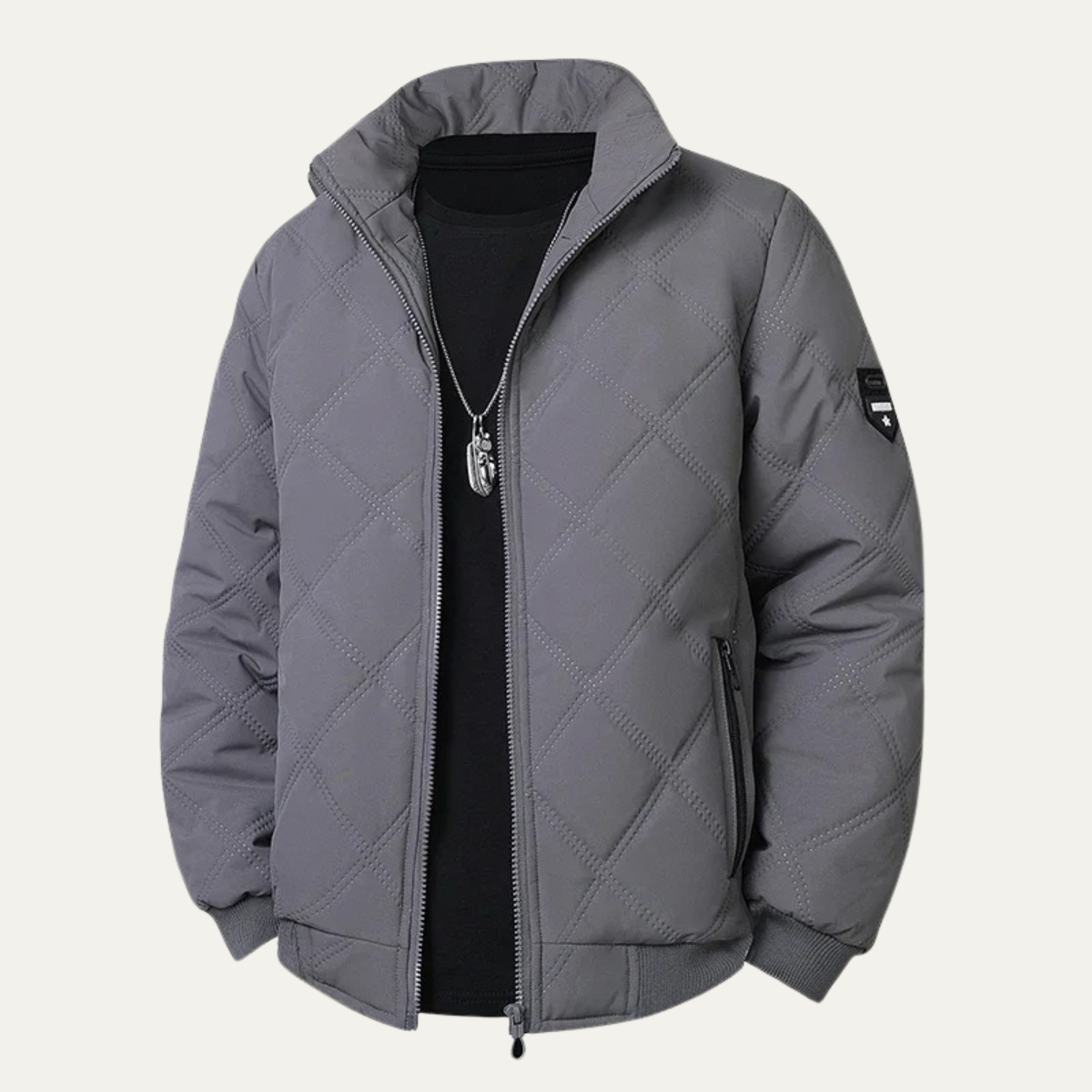 Men's Quilted Fleece Lined Winter Jacket
