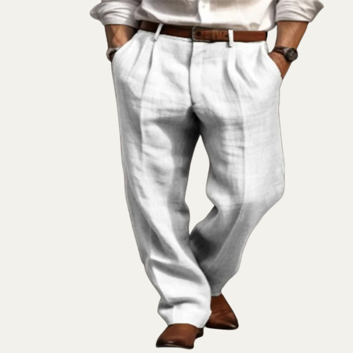 Men's Vintage Pleated Straight Pants Casual Cotton