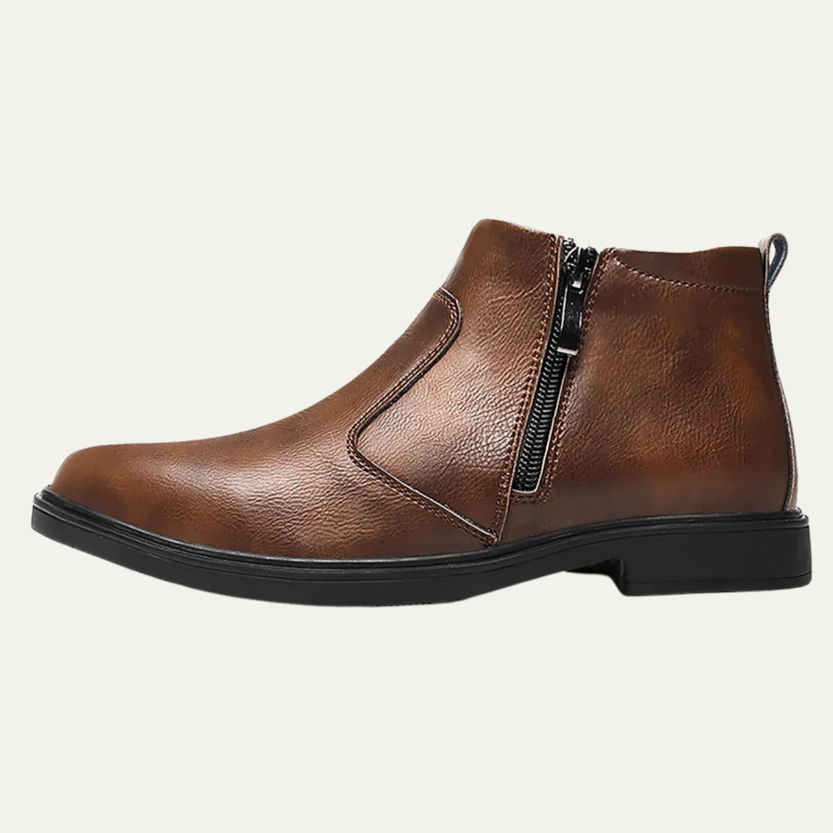 Men's Leather Chelsea Boots Side Zip Black - Vonnera
