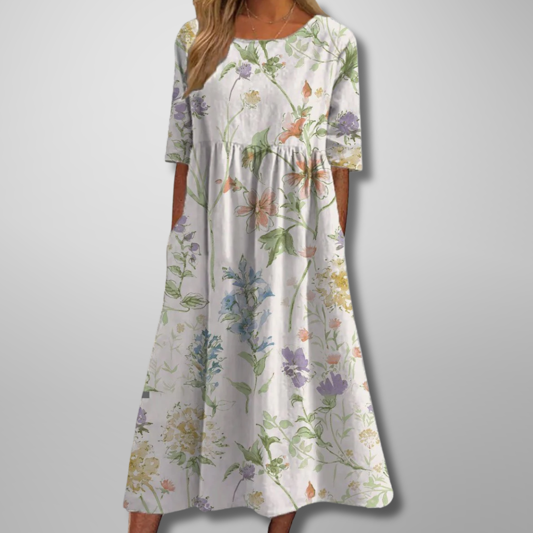 Women's Floral Midi Dress Relaxed Fit
