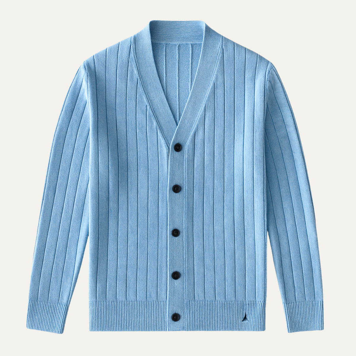 Men's Knit Cardigan Ribbed Button Up Casual Beige - Vonnera