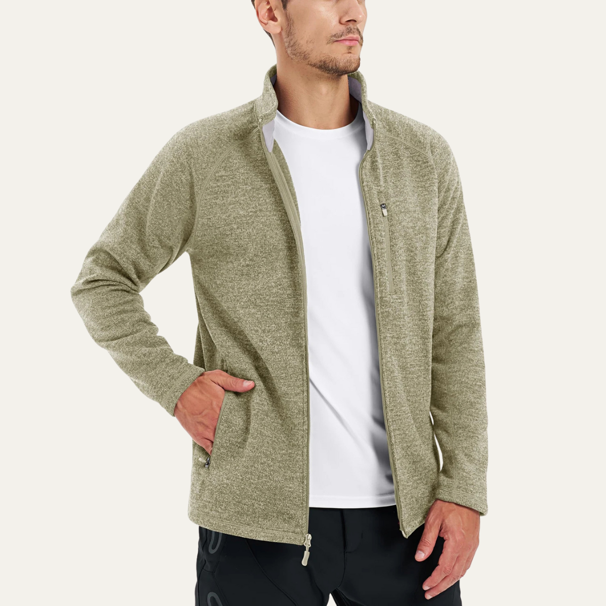 Men's Knitted Fleece Jacket Full Zip Warm