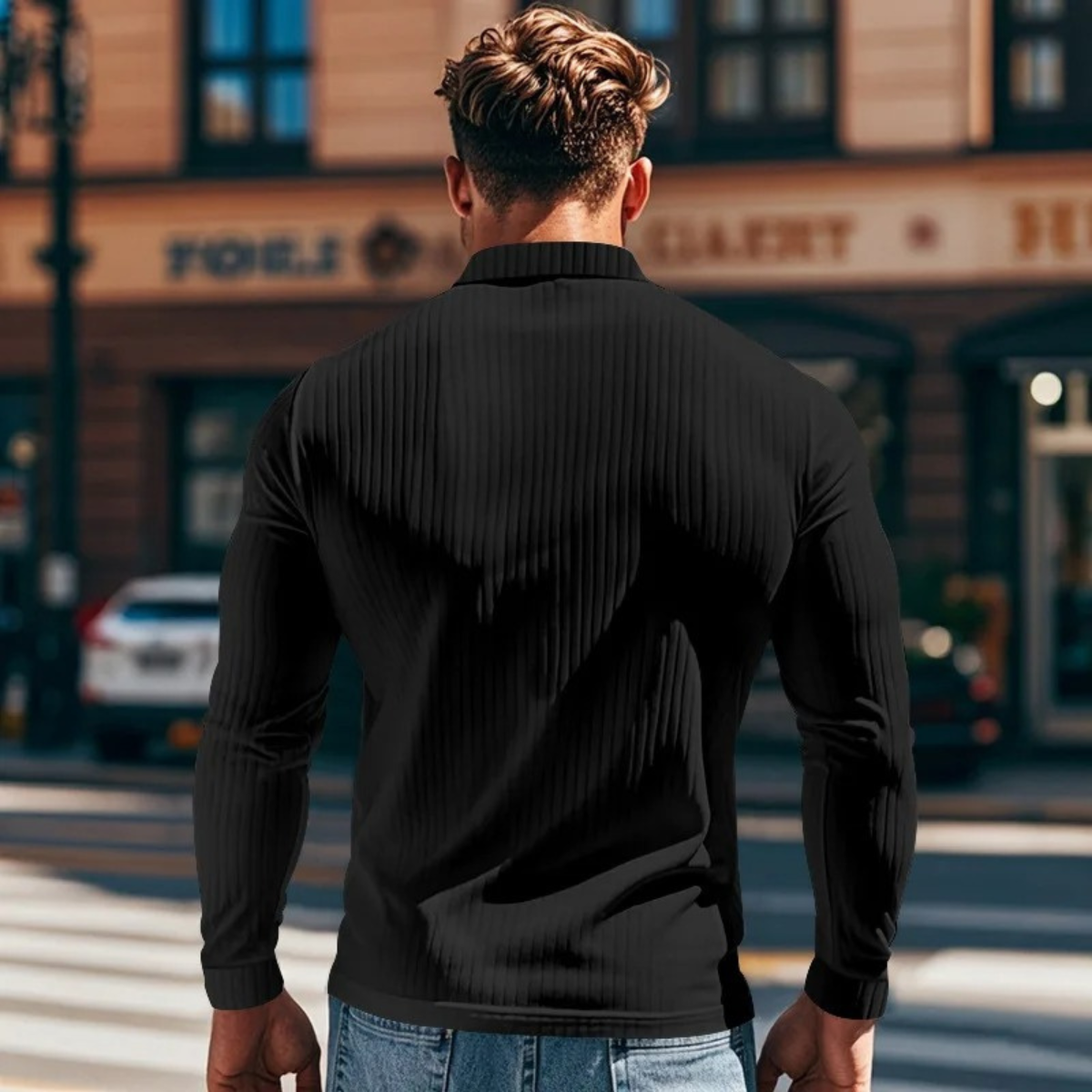 Men's Knitted Polo Shirt Ribbed Sorrento