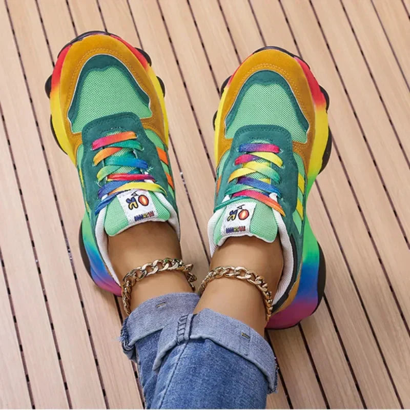 Multicolor Platform Sneakers