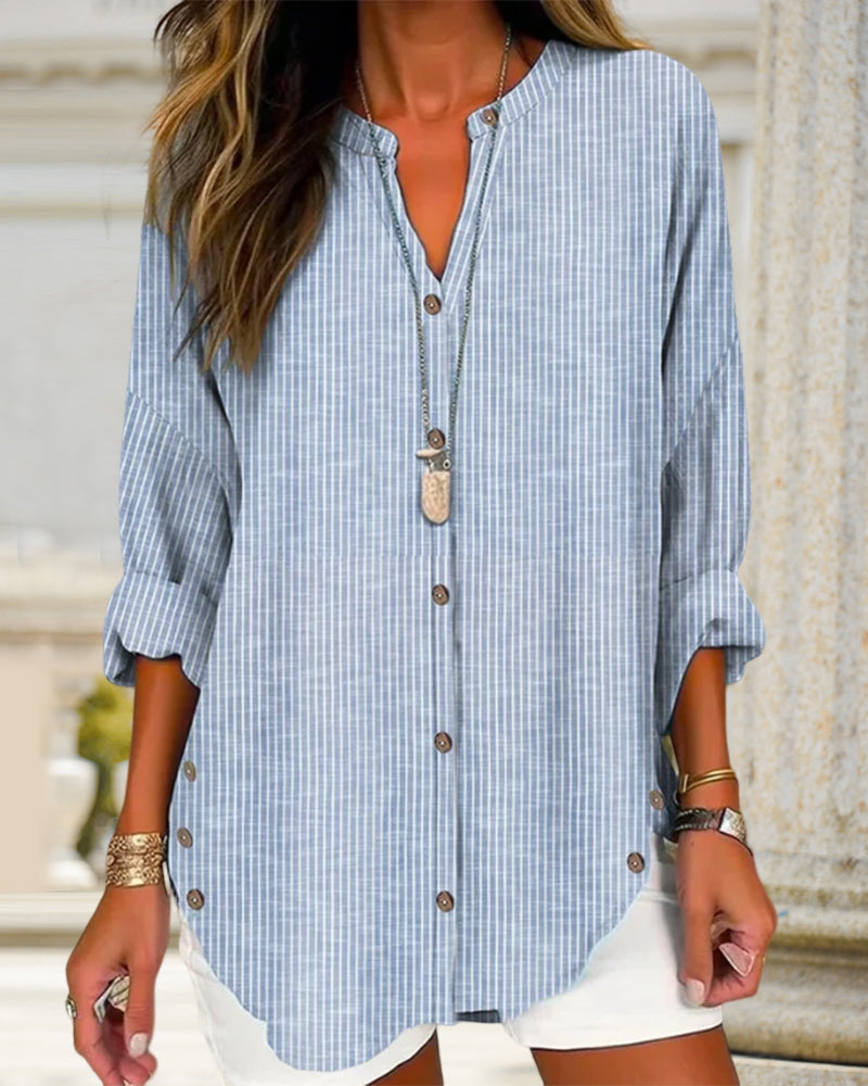 Women's Striped Print Blouse Stylish Fit - Vonnera