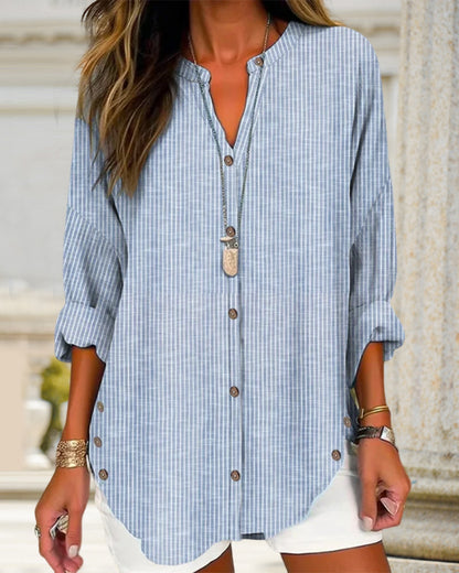 Women's Striped Print Blouse Stylish Fit - Vonnera
