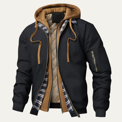 Lecco Men's Hooded Bomber Jacket Multi Layer - Vonnera