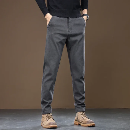 Men's Classic Straight Leg Pants Cotton Casual Beige