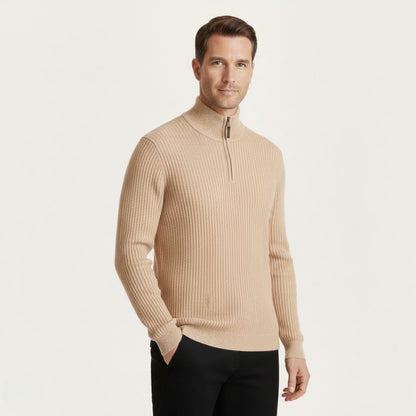 Men's Quarter Zip Sweater Old Money Color