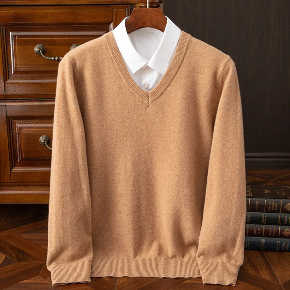 Men's Soft Knit V Neck Sweater Warm