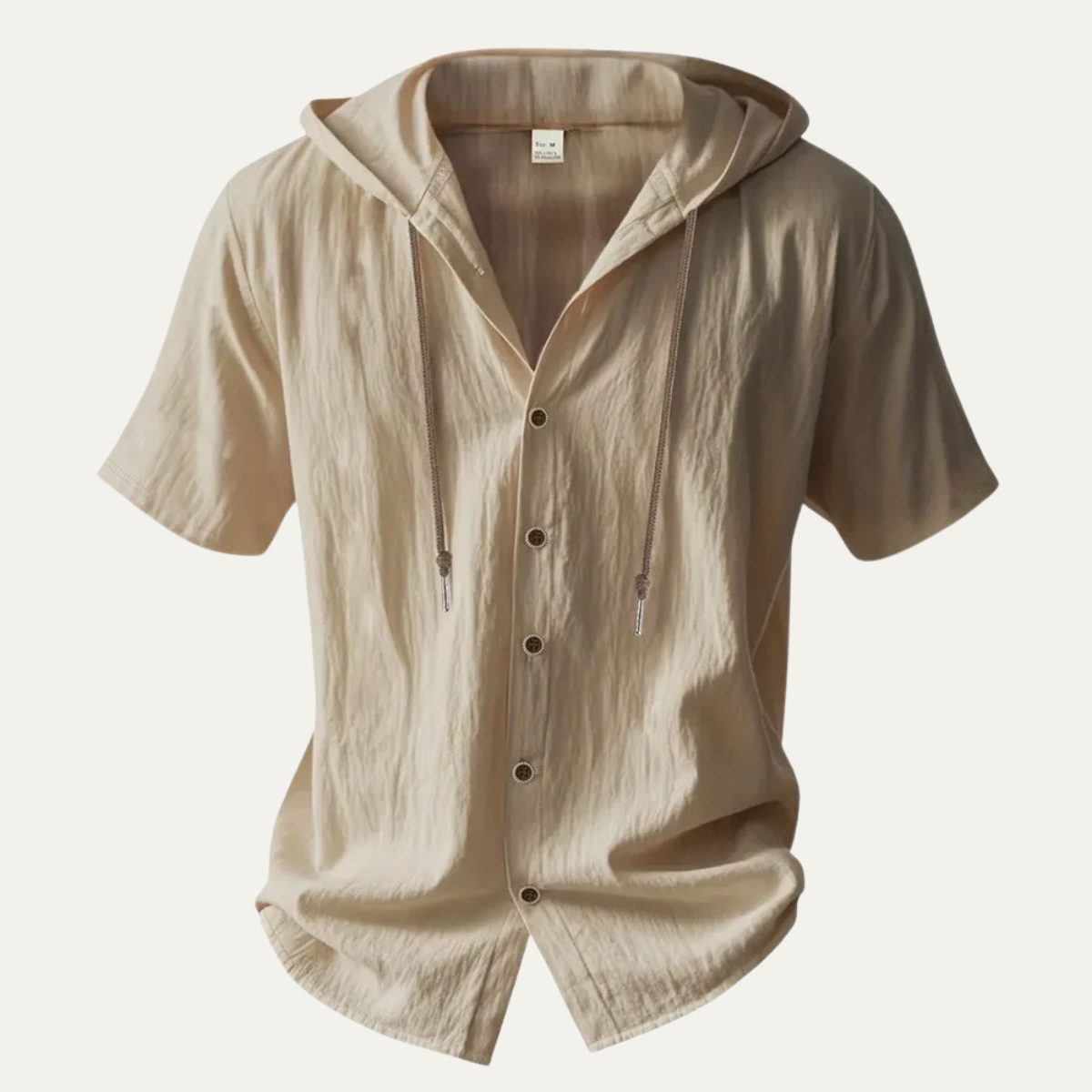Men's Cotton Linen Hooded Casual Drawstring