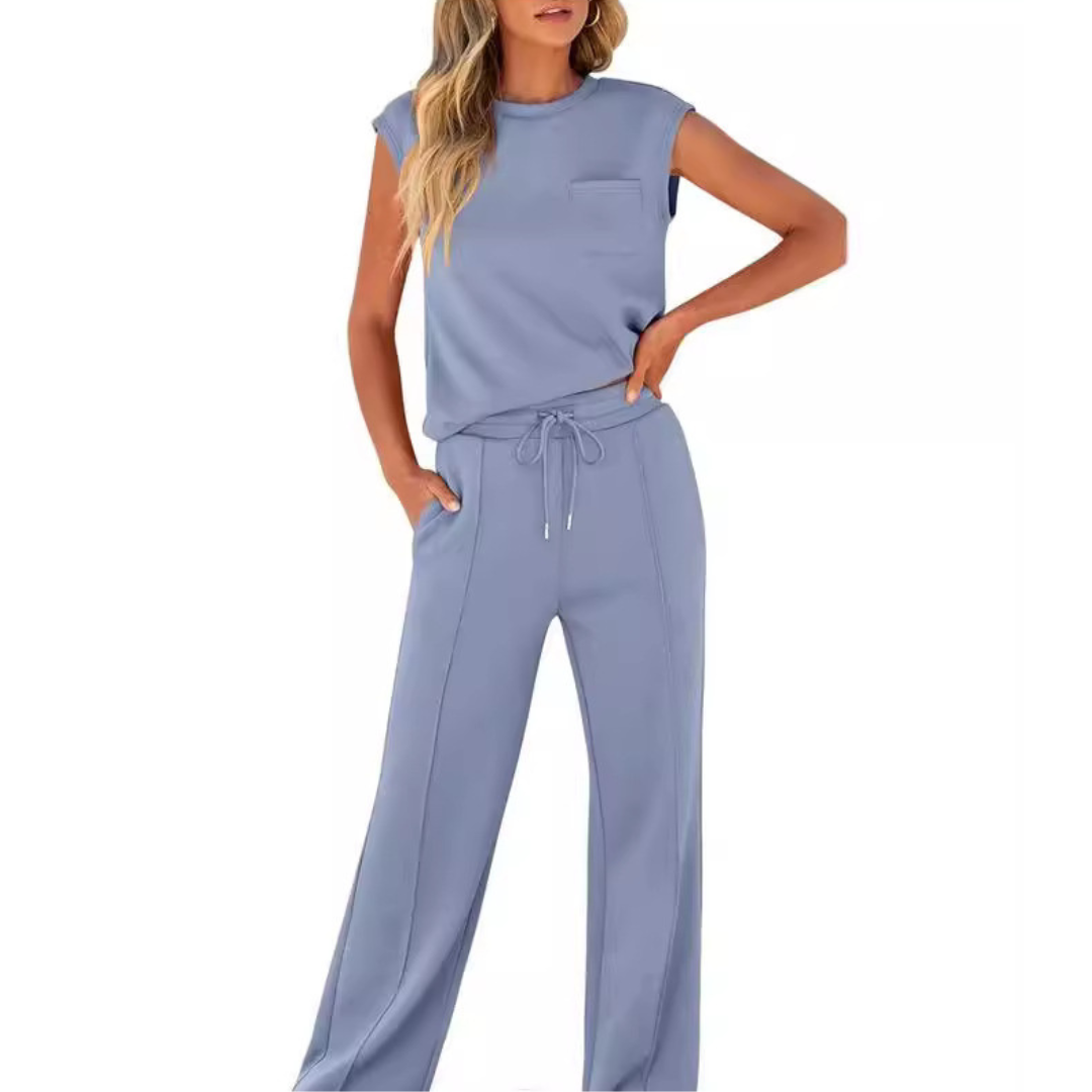 Women's Drawstring Pants Set Sleeveless