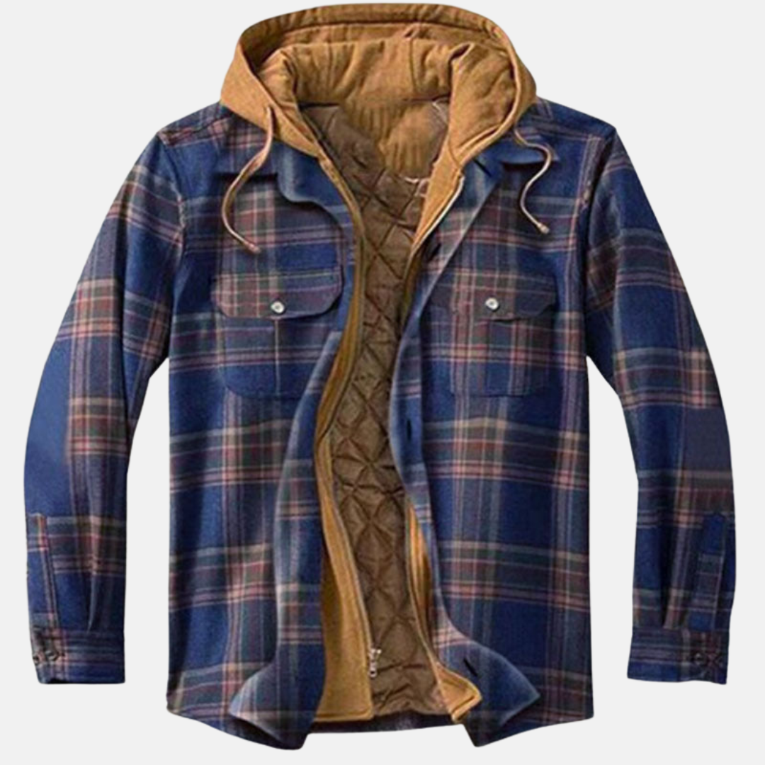Men's Plaid Hooded Jacket Shirt