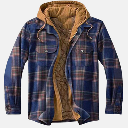 Men's Plaid Hooded Jacket Shirt