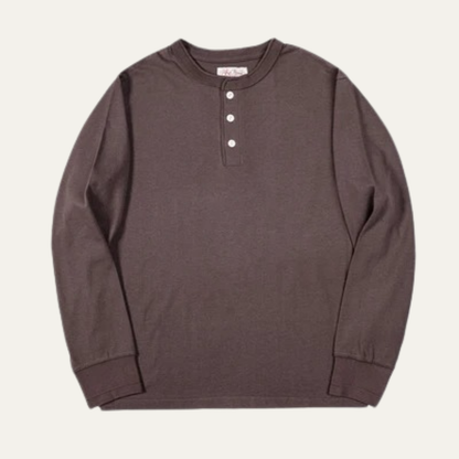 Men's Cotton Henley Shirt Classic Casual