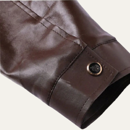 Men's Leather Zip Up Jacket Fleece Lined Coat