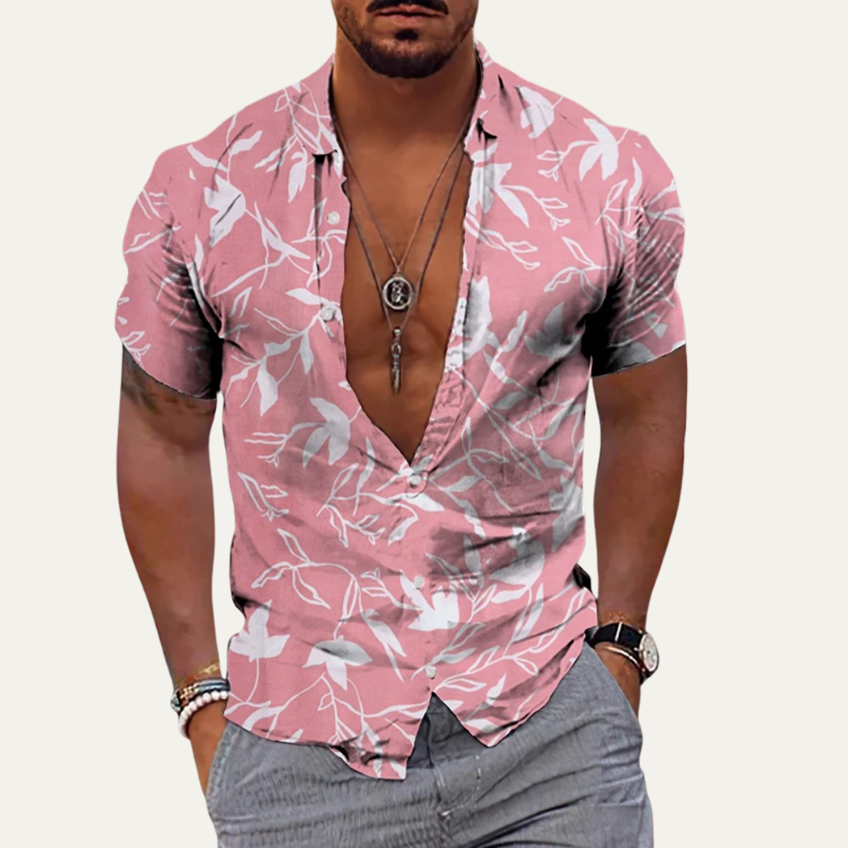 Men's Hawaiian Beach Shirt Soft Coconut Print