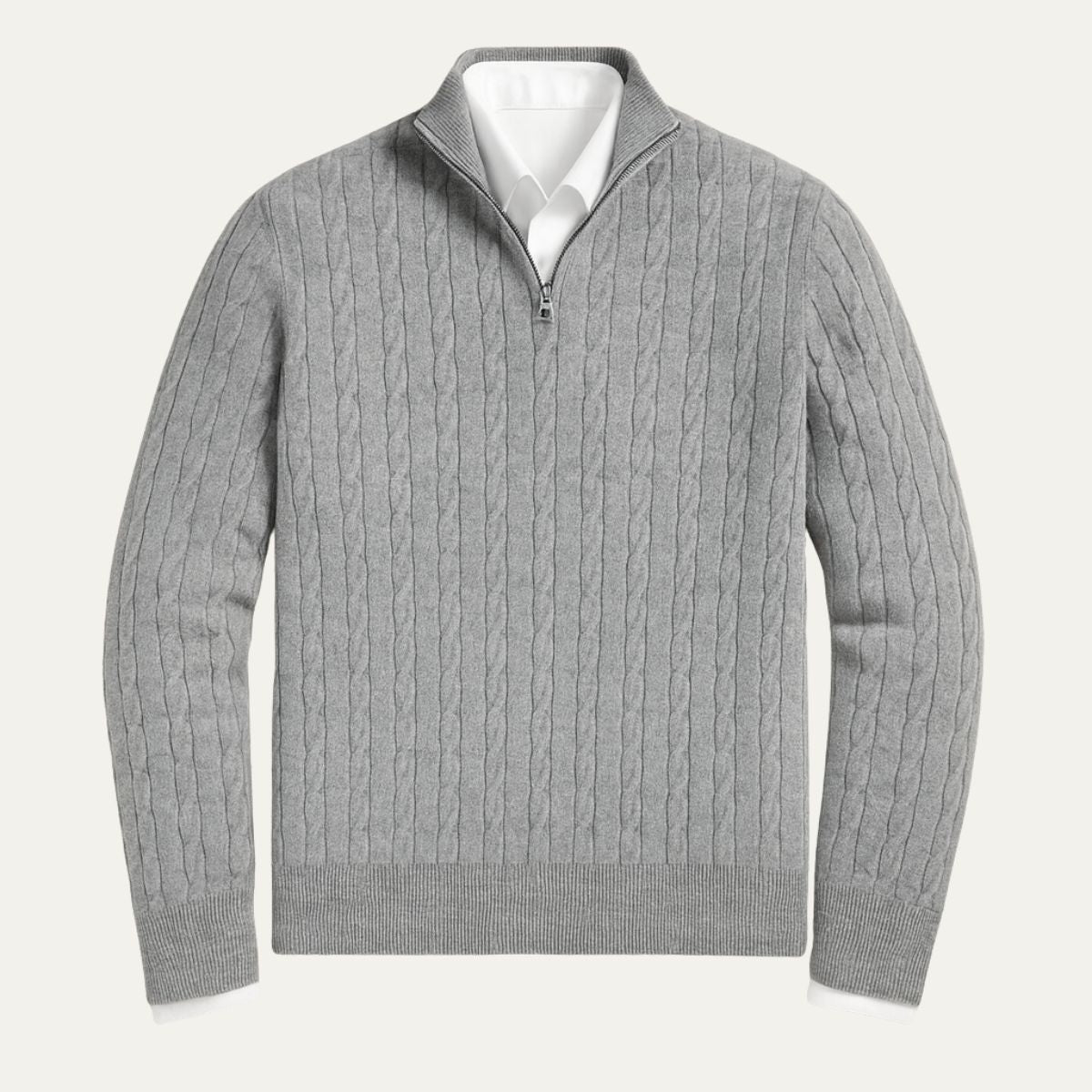 Men's Cable Knit Zipper Sweater