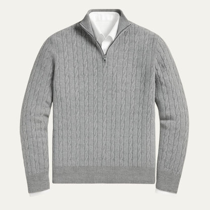 Men's Cable Knit Zipper Sweater