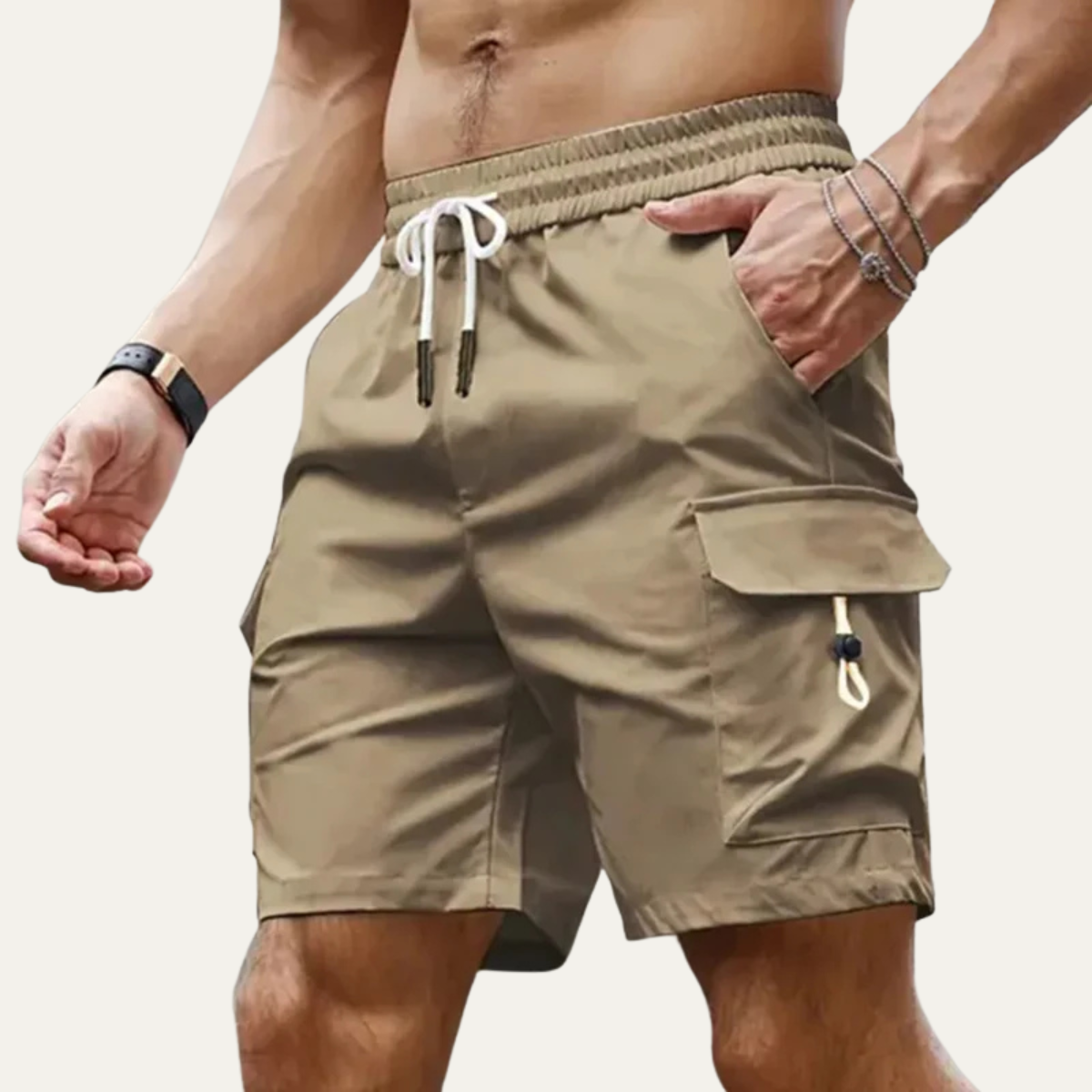 Men's Lightweight Summer Shorts Casual Cotton Beige