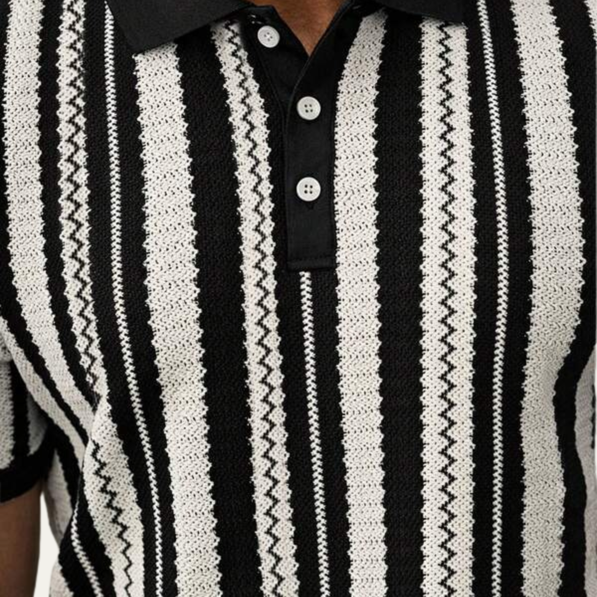 Men's Striped Polo Shirt Knit Cotton
