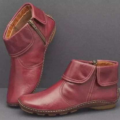Women's Vintage Style Boots Contrast Stitching - Vonnera
