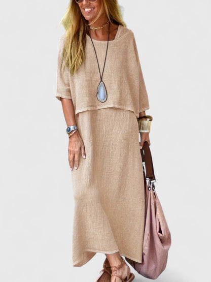 Women's Maxi Dress Set Two-Piece Short Sleeve