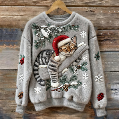 Women's Graphic Sweater 3D Kitten Design - Vonnera