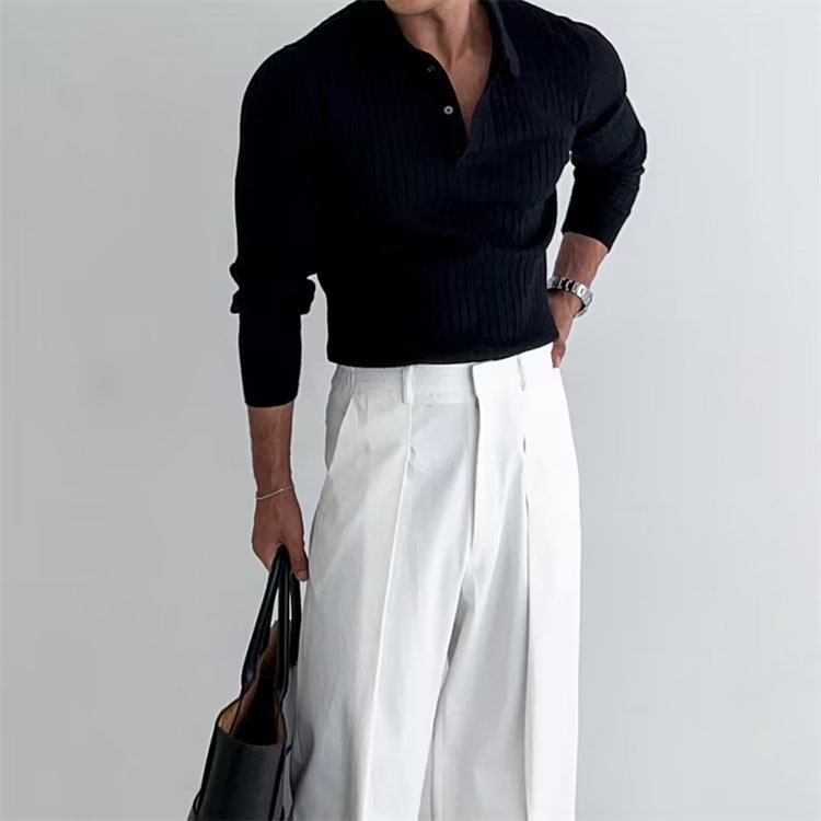 Men's Slim Fit Polo Shirt Long Sleeve