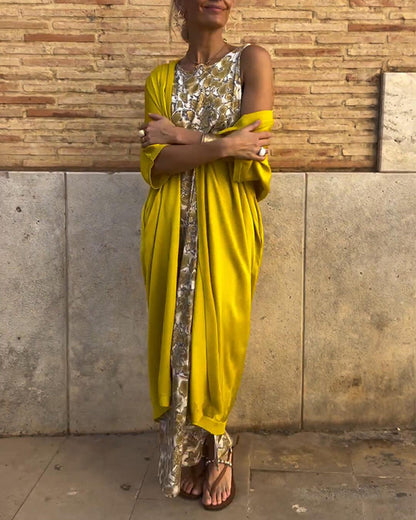 Women's Elegant Maxi Dress with Cardigan
