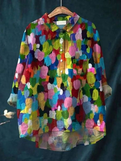 Women's Floral Print Blouse Button-Front
