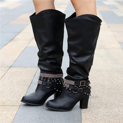Women's Mid-Calf Boots Buckle Closure