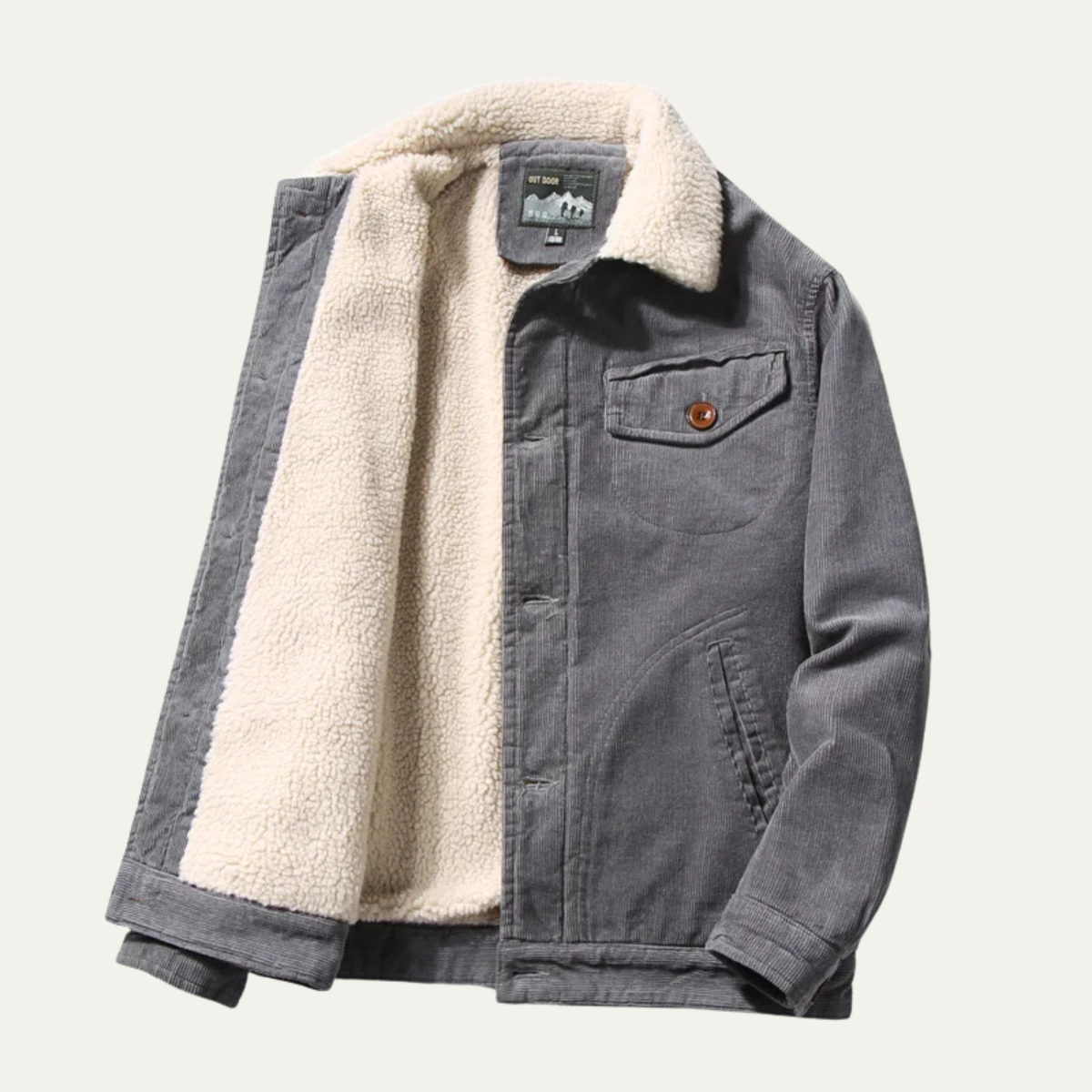 Men's Corduroy Jacket Turn Down Collar Brown