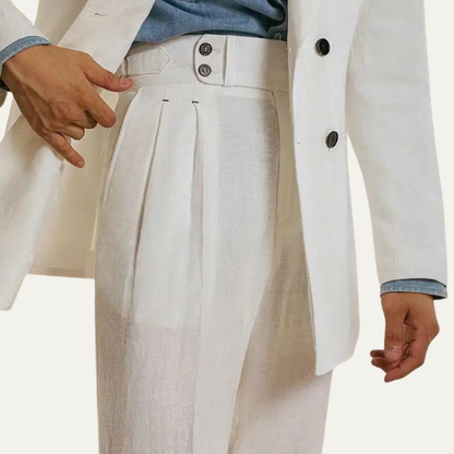 Men's Linen High Waist Dress Pants Vintage Style